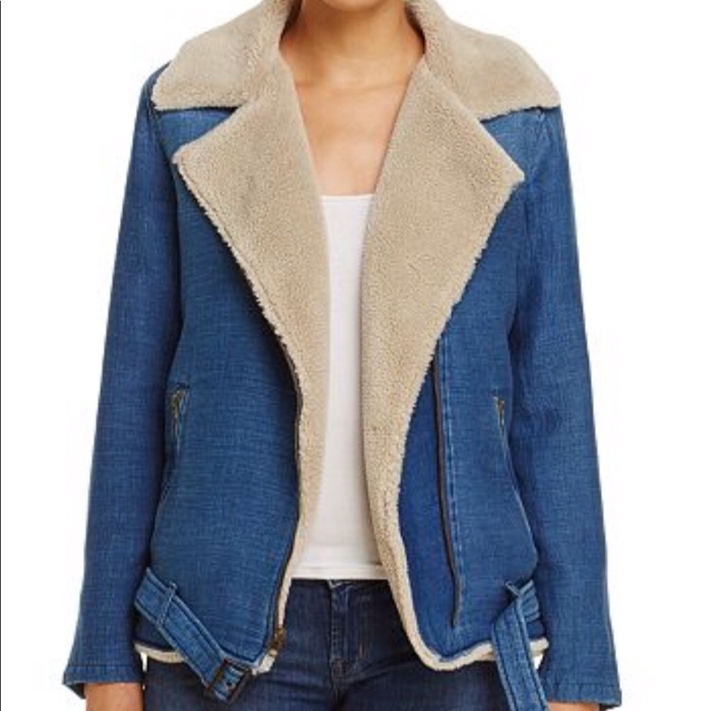Bella Fahl denim shearling moto jacket